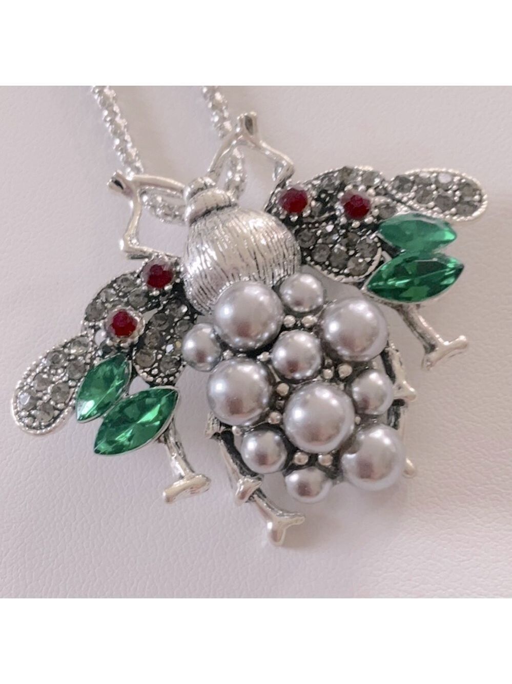 Betsey Johnson Silver Bee Bug Brooch Necklace